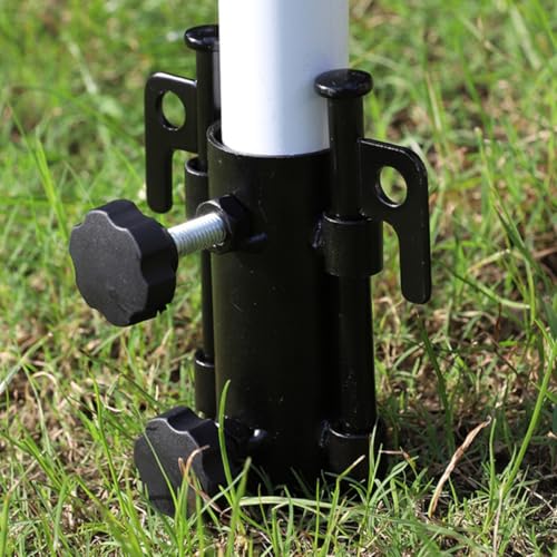 Base de paraguas ajustable de metal, soporte negro multifunción para postes de exterior 5