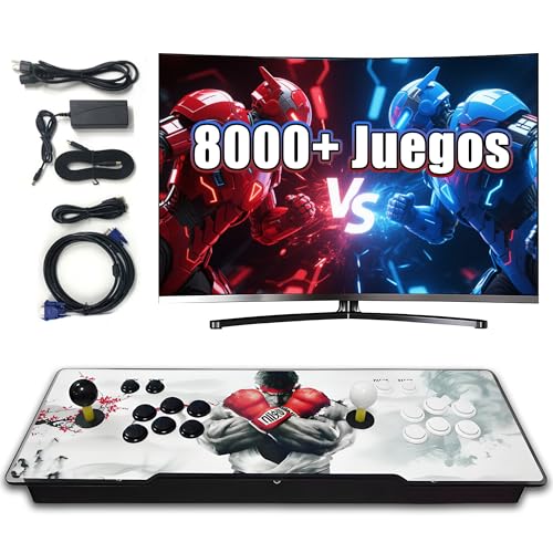 Game Box 8000+ Juegos en una Consola Retro, Juegos en 3D, Consola de Videojuegos con resolución 1280x720 píxeles, WiFi, Salida HD, Mando para PC/proyector/televisor, Compatible con mandos externos