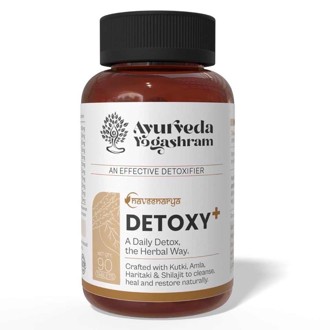 Ayurveda Yogashram Detoxy Plus – Liver & Kidney Detox Supplement for Men & Women | Ayurvedic Ingredient s | 90 Tablets | Approved by Ministry of Ayush