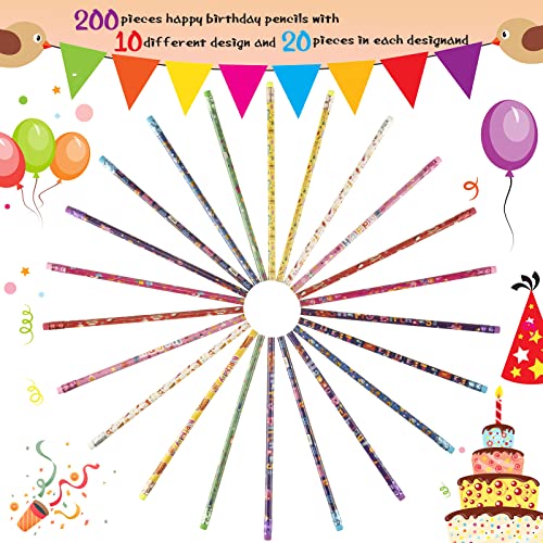 Lápices de grafito de colores Happy Birthday de 7.5 in miniatura 2