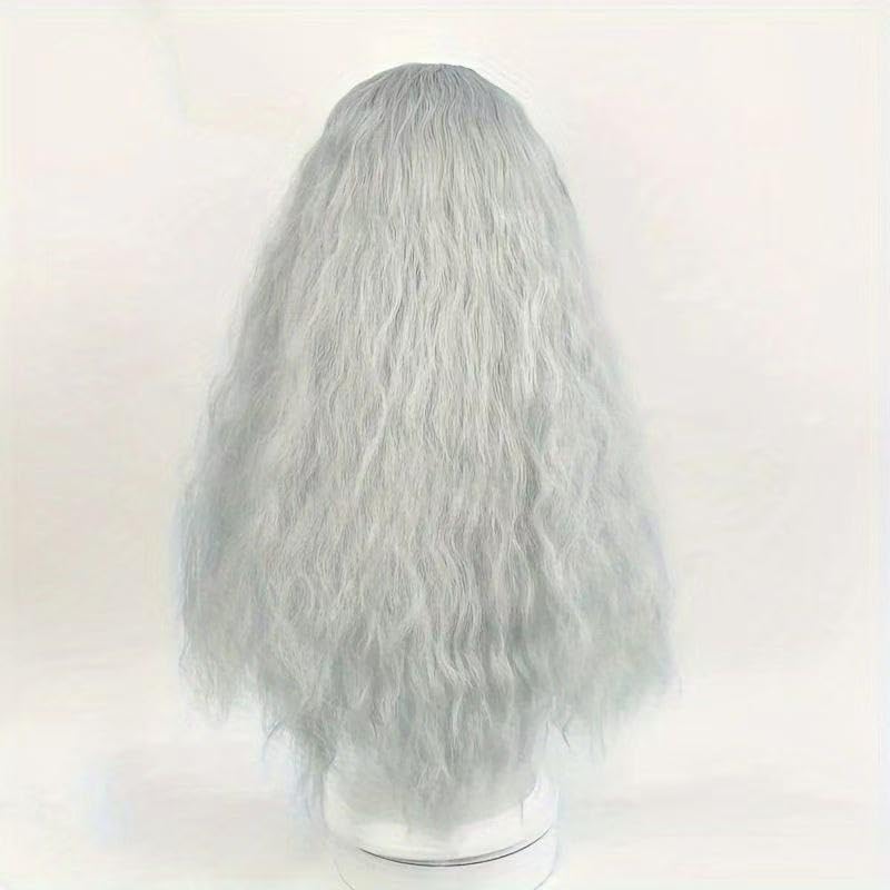 Women Long Wavy Gray Wig Synthetic Hair with Bangs for Griffith Cosplay Halloween