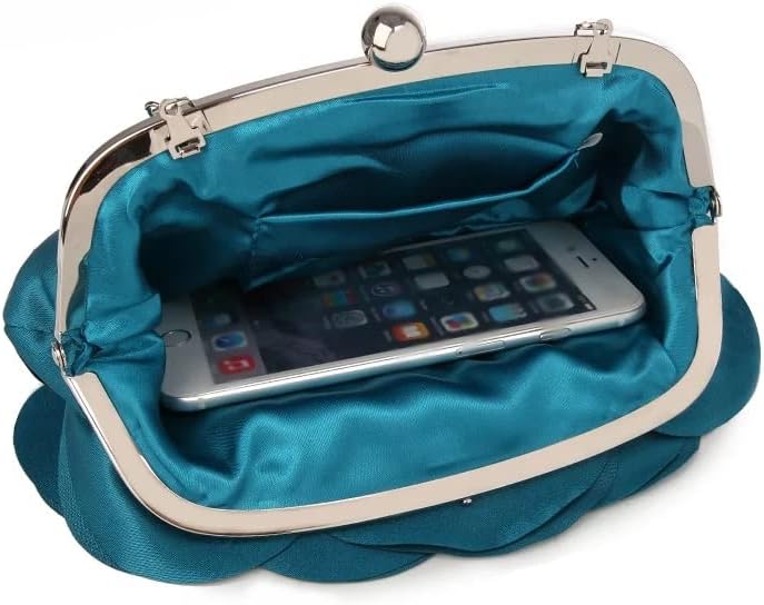 Miniatura 3 de ZLXDP - Bolsa de noche con flores para novia, bolso de mano, bolso de boda, fiesta, día (color E, talla 1)