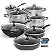 Oakfire Kochgeschirr Set 7-teilig Edelstahl | Kochtopf Set 24cm, 28cm Bratpfanne 30cm Wokpfanne | Koch Set Induktion geeignet | Antihaft Beschichtung