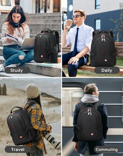 CROSSGEAR Laptop Backpack Water-resistant Bookbag Work Business Daily BackPacks Utility Travel carry on Computer Bag Commuter Office Carrying Case Fits 15.6âLaptop, Airline Approved Bag for Men - Image 7