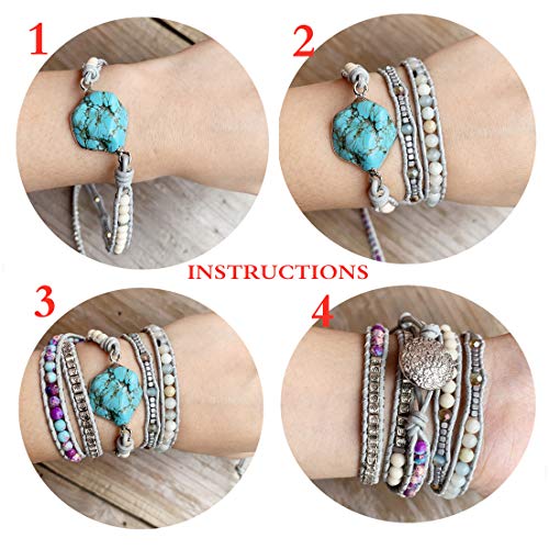 Image of YGLINE Boho Handmade Wrap Leather Tube Crystal Stone Bracelet for Women