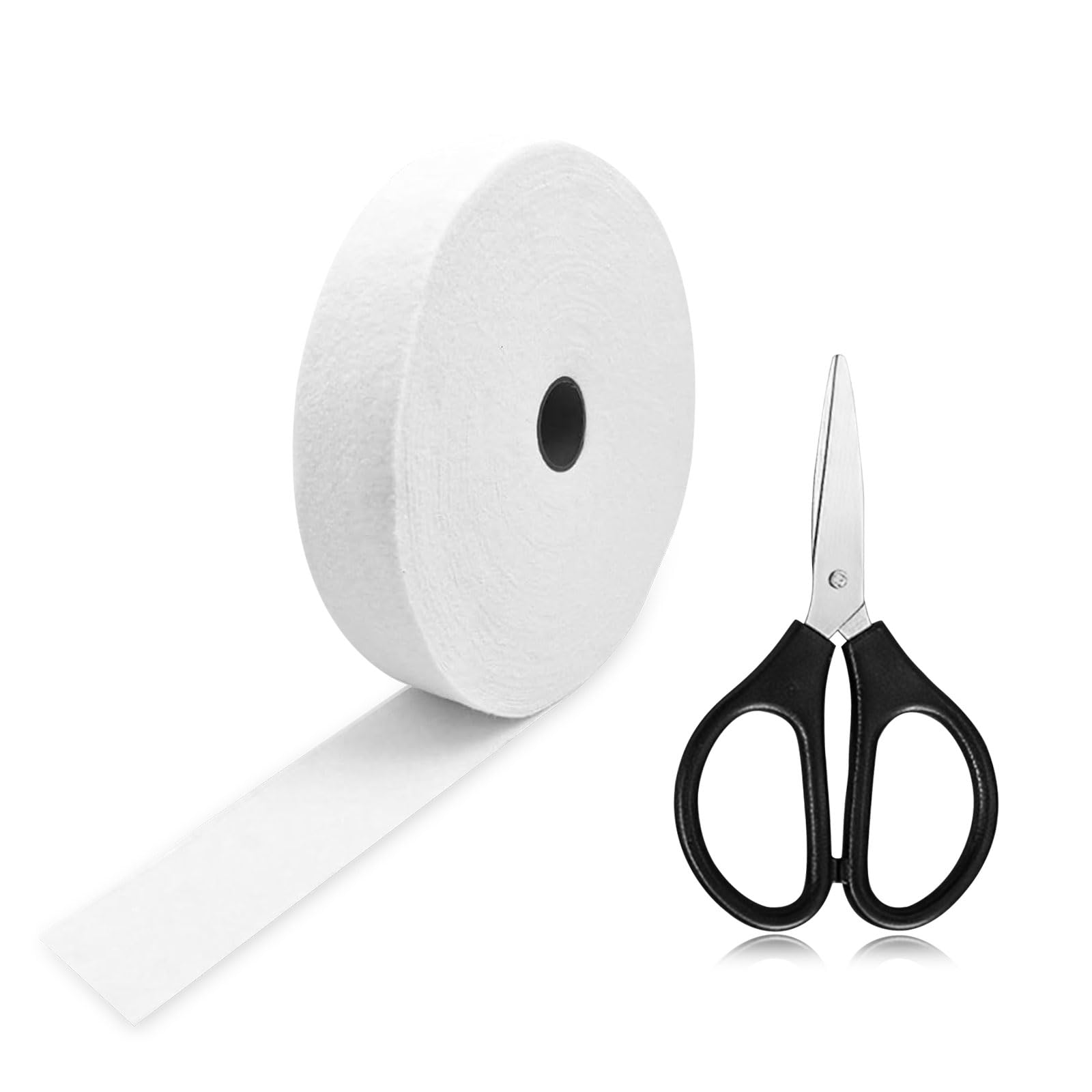 1 Roll Jelly Roll Batting Strips, 2 1/4 Inch Total 35 Yards Cotton Blend Fleece Batting with Scissor for Jelly Roll Rugs,Braided Rug,Throw Rugs,Purses