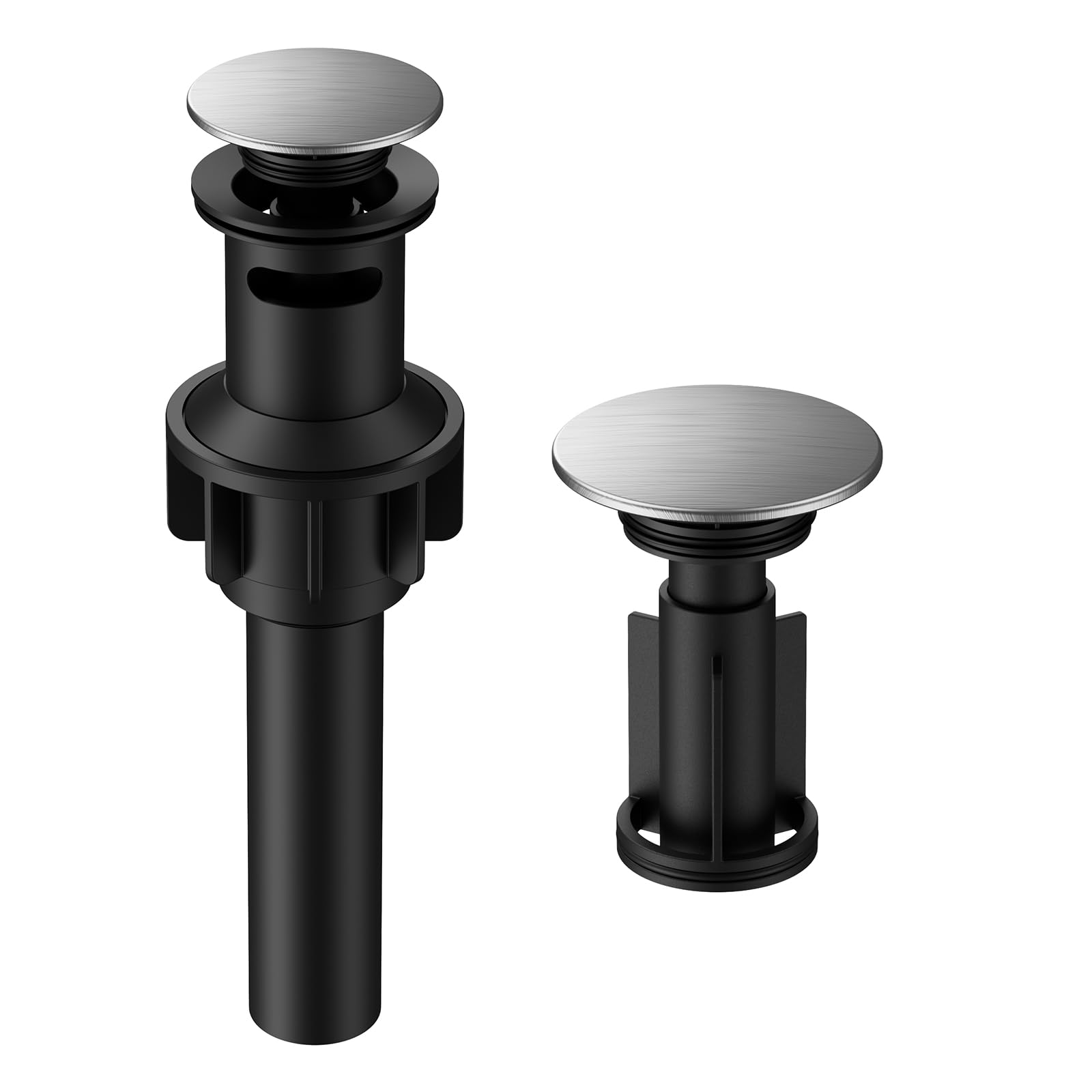 Bathroom Sink Drain with Overflow, Hurran Universal Bathroom Sink Stopper for Bathroom Vanity Vessel Sink, Rapid Draining Plastic Pop-up Sink Drain