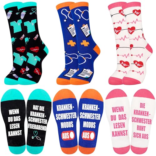 Belloxis Krankenschwester Socken Krankenschwester Geschenke Socken Damen 39 42 Lustige Bunt Witzige Baumwollsocken Krankenschwester Zubehör Geschenke für Frauen