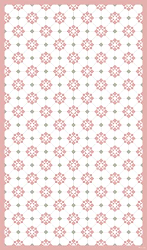 DobleUve Estudio Alfombra Vinílica Hidráulica 34 | Color Rosa | 47x80 cm | Alfombra Cocina Lavable Antideslizante |...