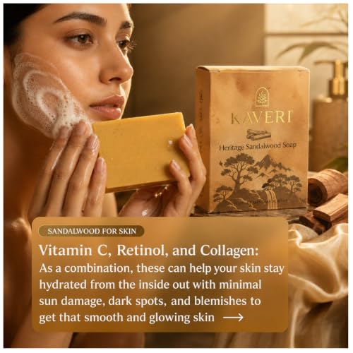 Image of KAVERI Sandalwood Handmade Soap Bar - Cold-Processed Ayurvedic - pack of 3 * 110g