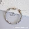 OSIRIDEH2 Elegant Twisted Cable Bangle Bracelet for Women - Open Cuff Classic Jewelry Gift for Anniversary, Valentine, Birthday (Twisted pair cable with stone) #5
