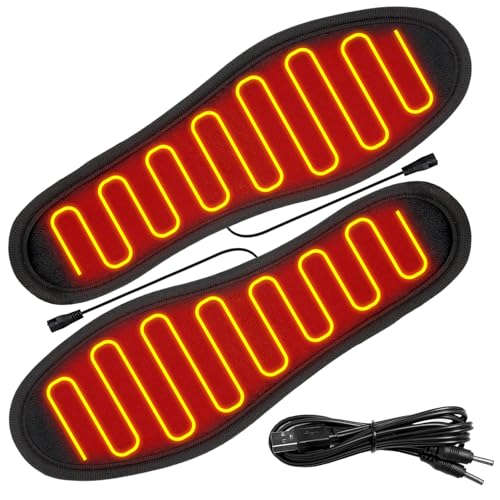 Beheizbare Sohlen USB-Fußwärmer Waschbare Thermosohlen ohne Akku Kaschmir Heizkissen für Herren und Damen Ideal zum Wandern Angeln und Arbeiten im Freien