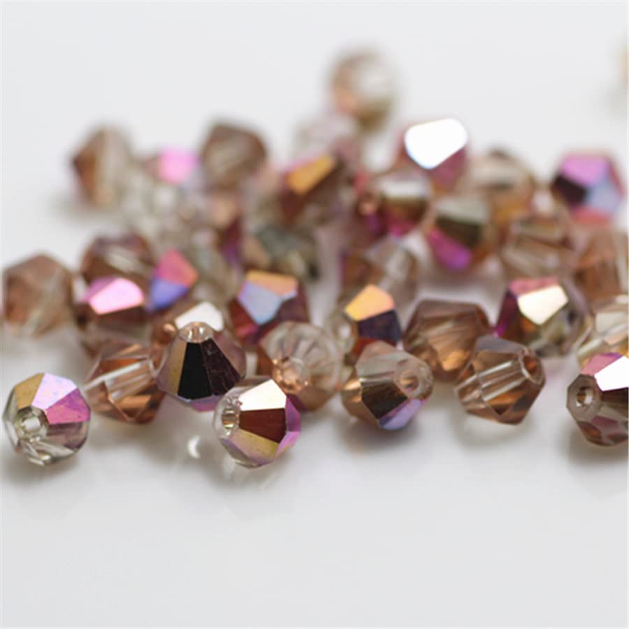 1000pcs 4mm Bicone Crystal Beads Bulk Beaded Wholesale Beads Mix Lot Faceted Crystal Glass Beads Beads for Jewelry Making (red Copper ab)