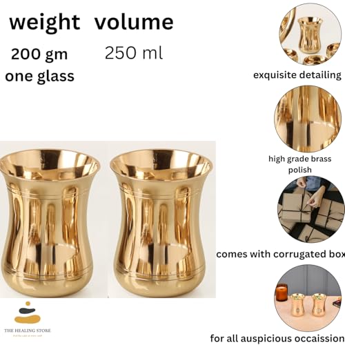 Image of THE HEALING STORE Bronze Kansa Glass, 200 ml Capacity, Gold, Medium Size (gulfa)