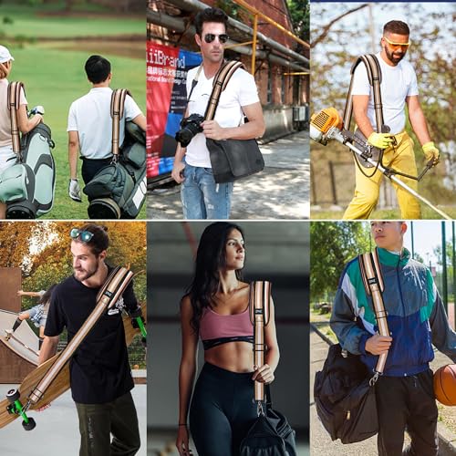 Image of ZINZ Shoulder Strap - 59 Inch Universal Heavy-duty Adjustable Strap with Ultra-thick Fixed Breathable Pad for Laptop, Gym, Camera Bag and More - Black Gold Jacquard