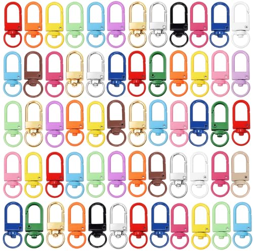 Keychain Clasp Keychain Clip Accessories Bulk 60pcs Colorful Lobster Claw Clasps for Keychains Clips Bag Charm Clip Swivel Clasp Hooks for Purses Craft DIY Key Chain Making Supplies (Multicolor)