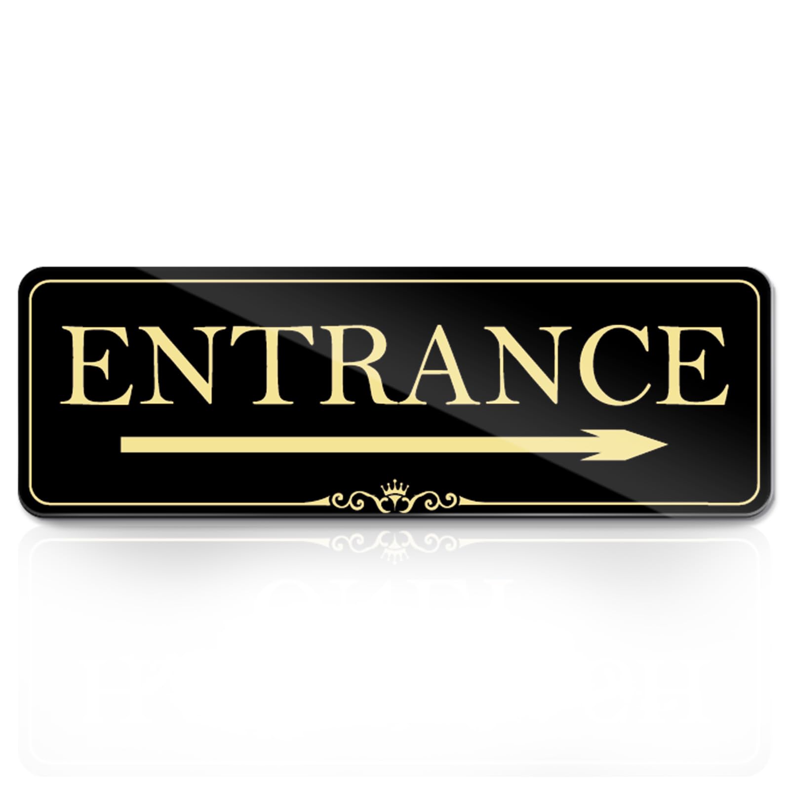 9x3 Inch Entrance Sign Right Arrow Acrylic Self-stick Door Wall Signage for Business Office Stores House (Royal Black)