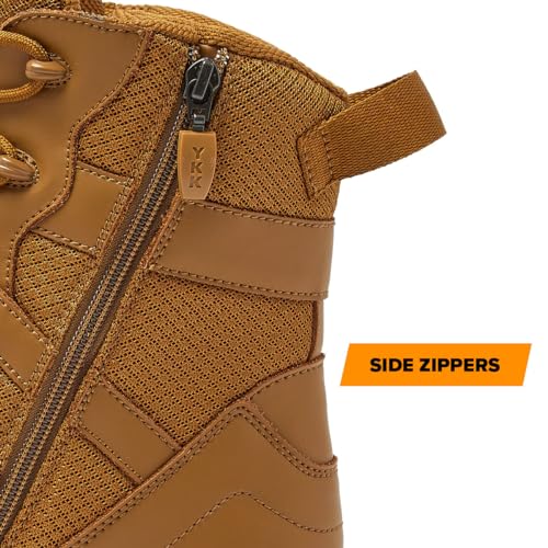 MAGNUM Blackhawk 8 Inch Waterproof Men's Military & Tactical Boots, Military Work Boots Men with Side Zipper, Botas de Trabajo Para Hombre - Tan/Tan, 7.5 Medium3