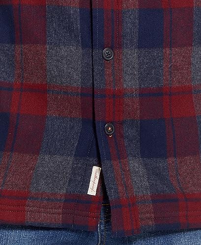 Image of Weatherproof Vintage Mens Hooded and Non-Hooded Sherpa Lined Soft Brushed Plaid Flannel Button-Down Shirt Jacket