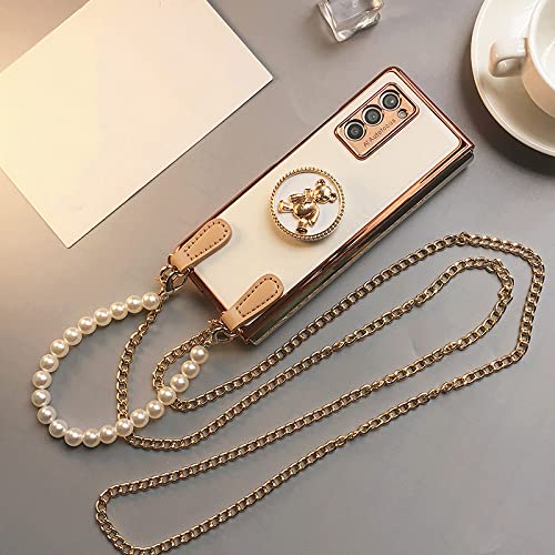 Galaxy Z Fold 4 Coque Chaîne Bracelet Ours Protection Rigide