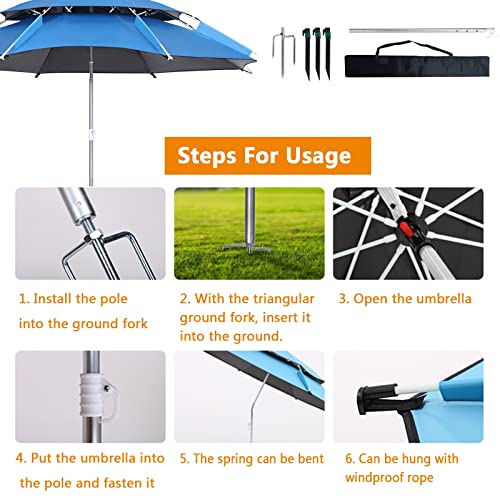Sombrilla de pesca ajustable con rotación 360 y toldo impermeable para jardín 5