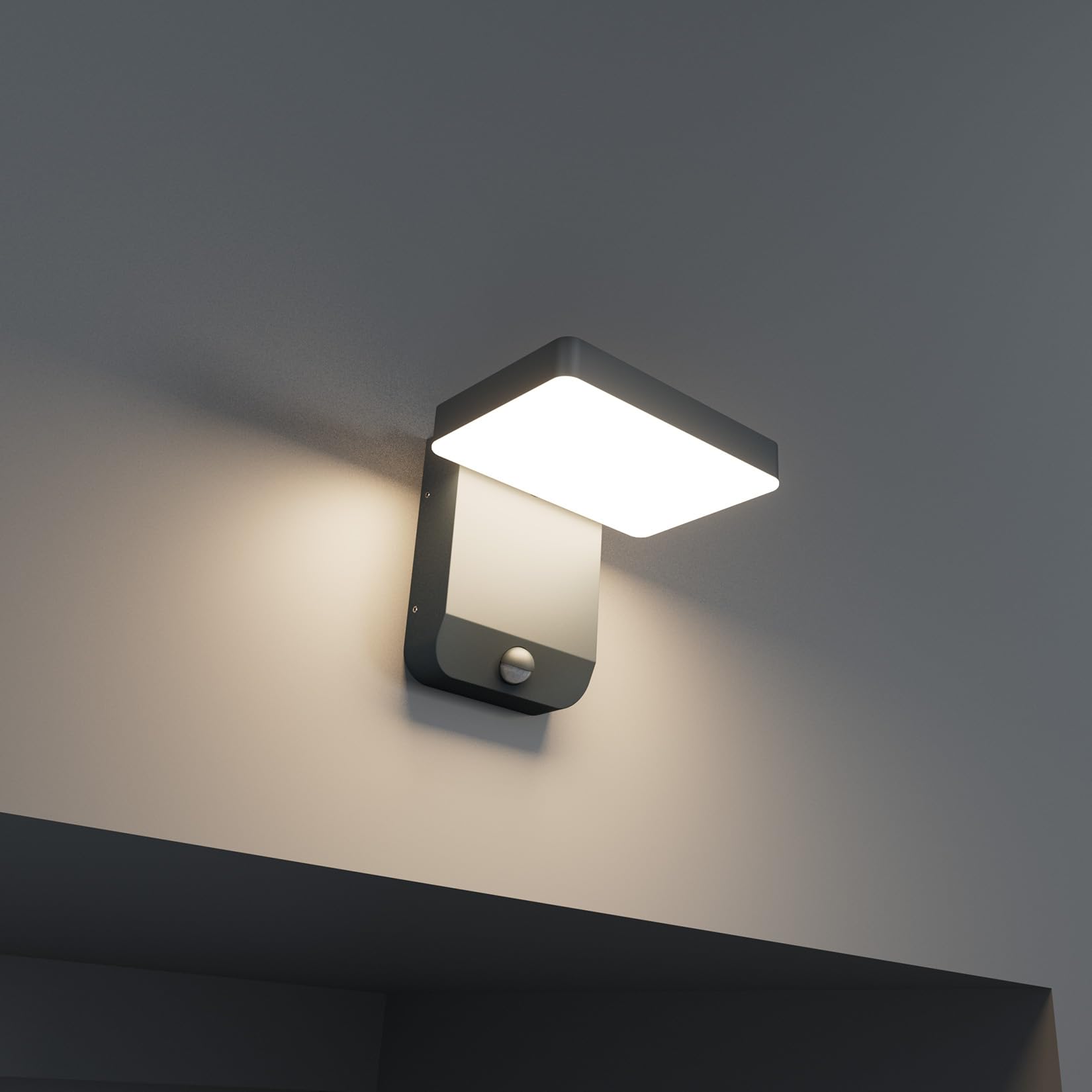 K-Bright 2Stück außenlampe mit bewegungsmelder, Aussenleuchte Mit Bewegungsmelder Außenlampe LED Wandleuchte Aussen für Balkon, Garten IP65 wasserdicht Anthrazit