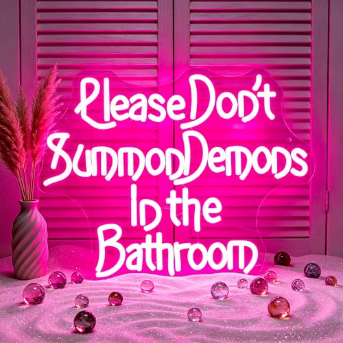 Image of Pink Neon Sign Led Neon Lights Signs for Wall Decor USB Powered Led Signs for Room Decoration-Demon In The Bathroom
