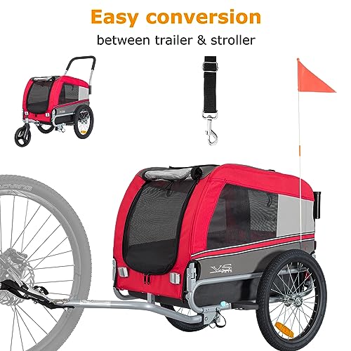 Tiggo VS Pets Medium Hundeanhänger & Buggy 2in1 Fahrradanhänger Hundebuggy Jogger 80204 (ROT)