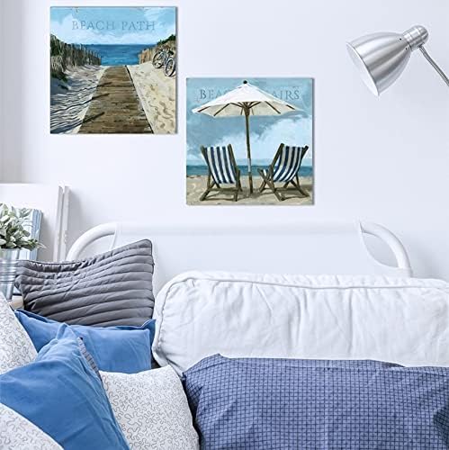 Miniatura 4 de Sullivans Darren Gygi Beach Path Canvas, Museum Quality Giclee Print, Gallery Wrapped, Handcrafted in USA 5" W x 5" L Brown & Blue