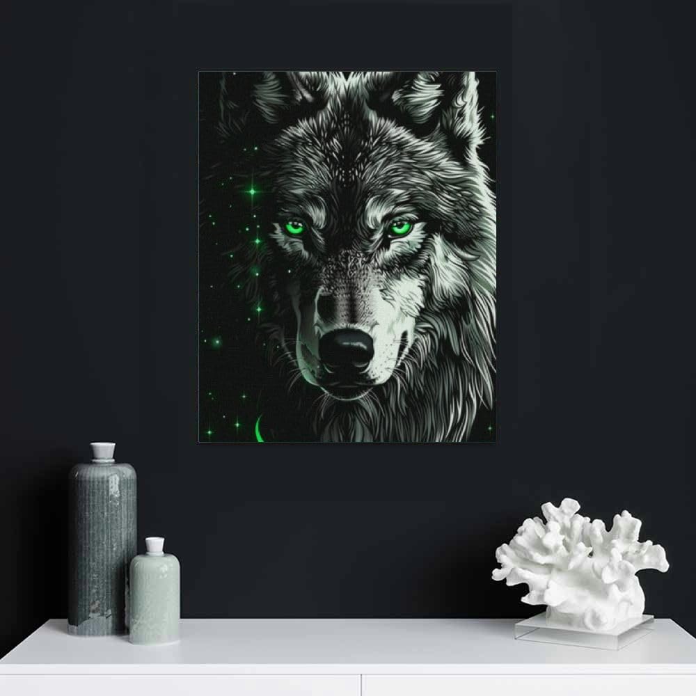 Tableau Contemporain Salon FJLOVE Impression Giclée En Image Yeux De Loup Vigilant | FindTheDeal Déco Salon Moderne Toile