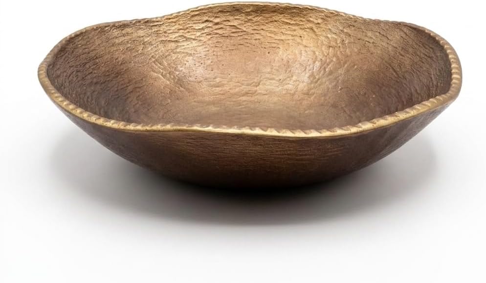 ANDALUCA Rustic Bronze Decorative Cast Metal Round Bowl 10 inch (Bronze)