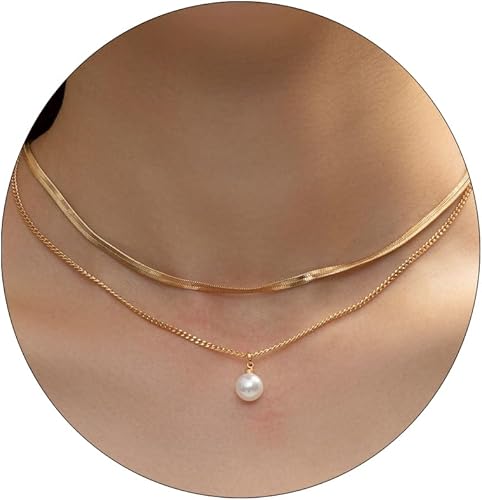 TOSGMY Collar de espiga para mujer, delicado collar de oro de 14 quilates, cadena de oro de 14 quilates, collar de cruz simple, collar de cruz