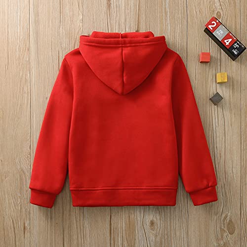 Zip up Hoodie Kids Hooded Sweatshirts for Boys Girls Toddlers Hooded Full Zipper Jacket Shirt 3 to 12Y (Red, 7-8 Years)4