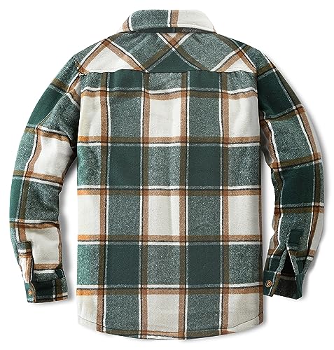 Men's Cotton Sherpa Lined Button Down Flannel Shirt Jacket Plaid Soft Outdoor Flannel Jacket Shirt2