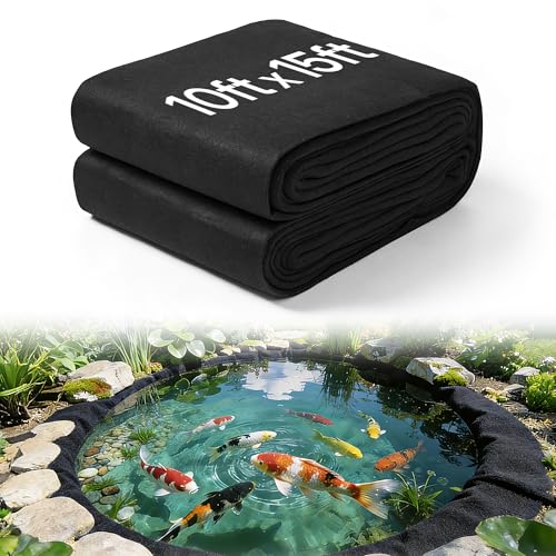 Chonway 10 X 15ft Heavy Duty Pond Liner Underlayment 200g Non Woven Geotextile Fabric Pond Liners for Outdoor Ponds for Koi/Duck/Fish Pond Underlayment Fabric for Garden Waterfall French Drain
