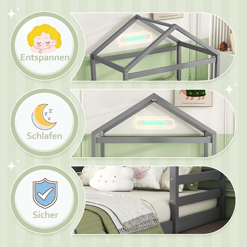 Cama casa verde 140x200 para transformar el dormitorio juvenil en un refugio nórdico 5