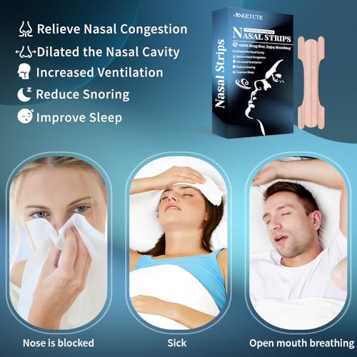 Nasal Strips 80 Pieces Snoring Aids for Men Anti snoring Devices Nose Strips Relieve a Blocked Nose Due to Colds for Sleep Anti Snore Drug-Free - Image 5