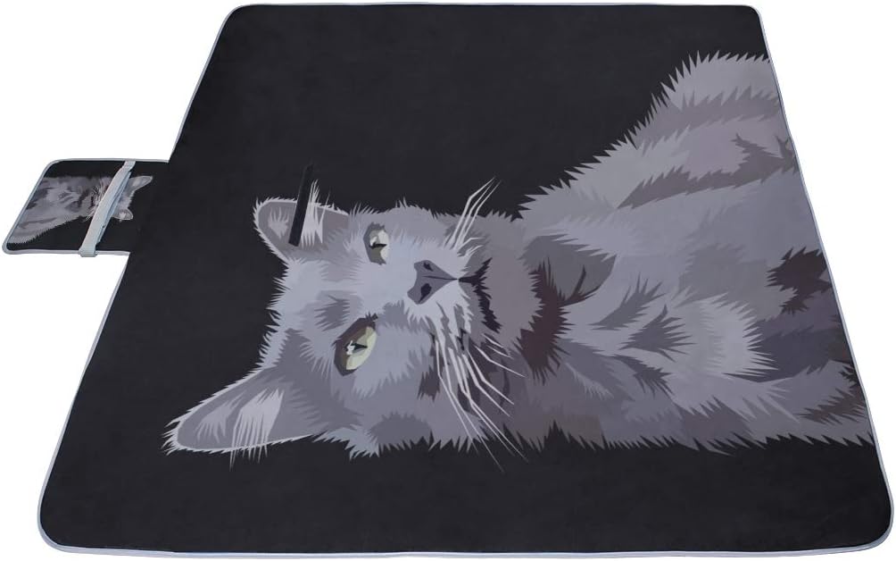 レジャーシート 小柄 グレー猫 ピクニック 折りたたみ 撥水 アウトドア クッション マット コンパクト 花見 運動会 キャンプ 遠