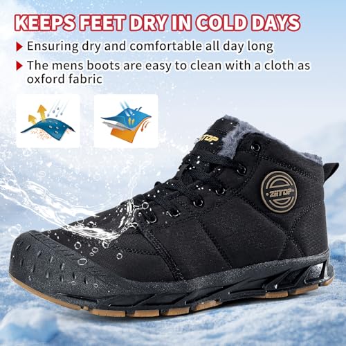 Mens Snow Boots, Mens Winter Boots, Mens Winter Trekking Snow Boots, Winter Boots for Men Waterproof Fur Lined Warm Winter Boots Men Lace up Snow Ankle Shoes Outdoor Anti-Slip Lightweight Hiking Boot4