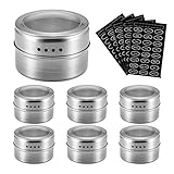 Kit de tarros de especias magnéticos: diseño práctico en lata con tapa transparente, contenido fácil de identificar y diseño de tamizado y derrame.Haga que el derrame sea más fácil de controlar, garantice el sabor ideal de los alimentos.También hay 120 etiquetas de especias de cortesía para ayudarlo a clasificar y organizar.