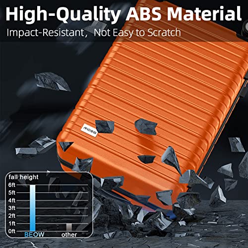 Beow Luggage Set Clearance Lightweight Suitcases With Wheels Abs Durable Travel 3 Piece Set With Tsa Lock20/24/28(Orange) #TOP6