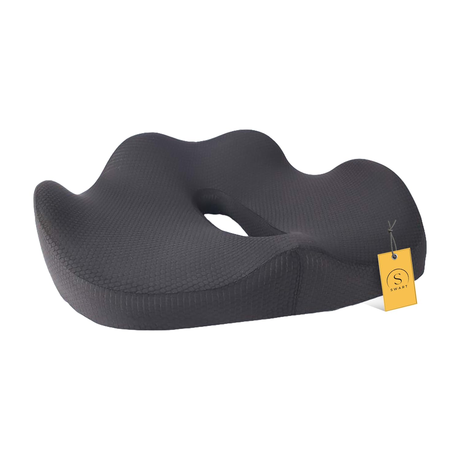 SWART Enhanced Seat Cushion - Orthopedic Gel & Memory Foam Coccyx Cushion for Sciatica & Back Pain Relief - Non-Slip Design - Suitable for Office Chair, Car Seat, Wheelchair, Black