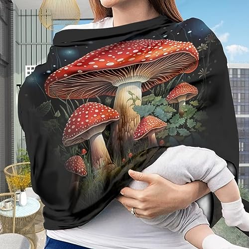 Image of Youngerbaby Red Mushroom Baby Car Seat Covers Nursing Cover Breastfeeding Soft Infant Carseat Canopy,Stretchy Breathable Cover for Stroller High Chair Shopping Cart Canopies