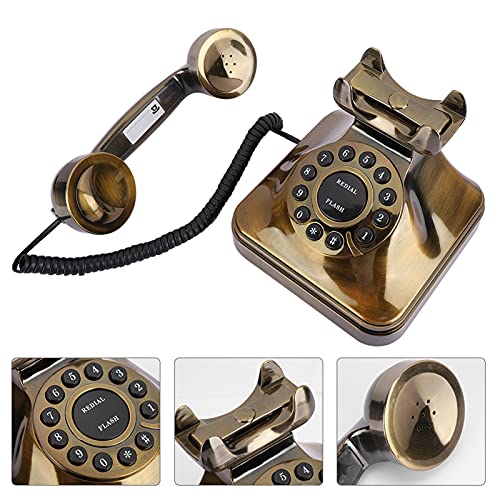 Teléfono antiguo de botón bronce para oficina y casa miniatura 3
