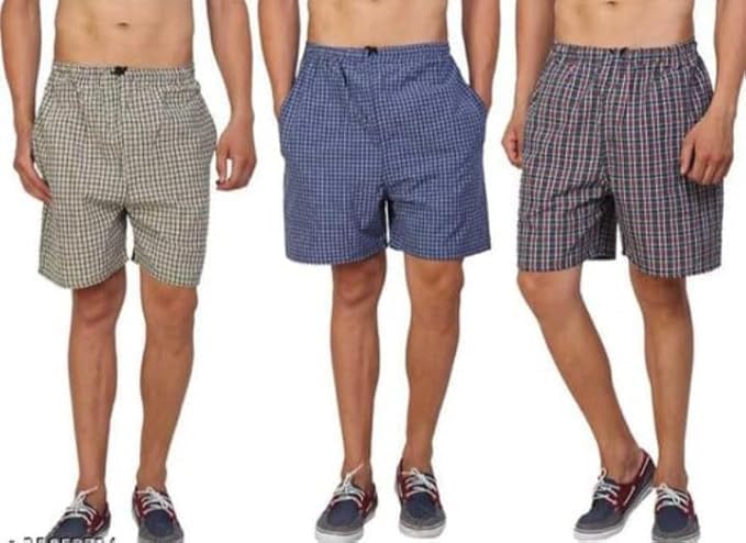 UrbanShorts Co. Men's Checkered Cotton Boxer Shorts, Multicolour, Elastic Waistband, Pack of 3-picture-13
