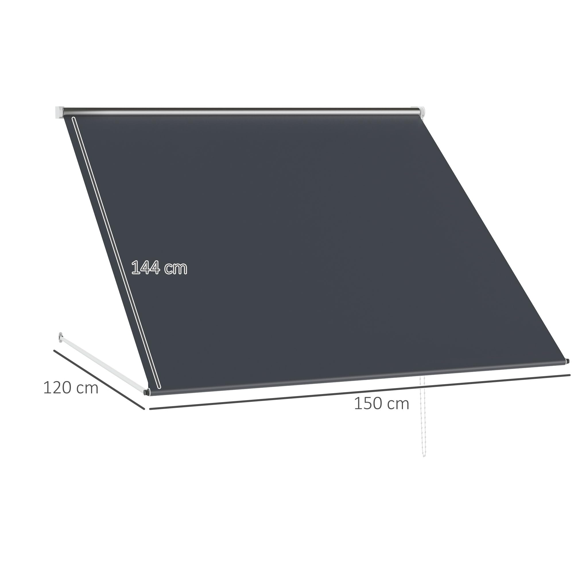 Outsunny Tenda da Sole a Bracci con Apertura Manuale, Tenda Parasole Inclinabile con Protezione UV30+, 150x120 cm, Grigio Scuro