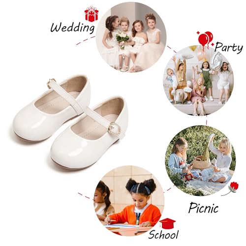 Image of PHIRAMIN Toddler Flower Girl Dress Shoes - Little Girl Mary Janes Flats Wedding
