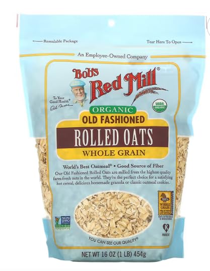 Bobs Red Mill Organic Old Fashoned Rolled Avena integral de grano entero, la mejor fuente de fibra de avena del mundo, peso neto, 16 oz (1 libra),
