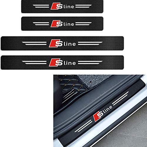 HUAQIEMI 4Pcs Carbon Fiber Placa de Decoración Estribos Desgaste Alféizar Puerta, para...