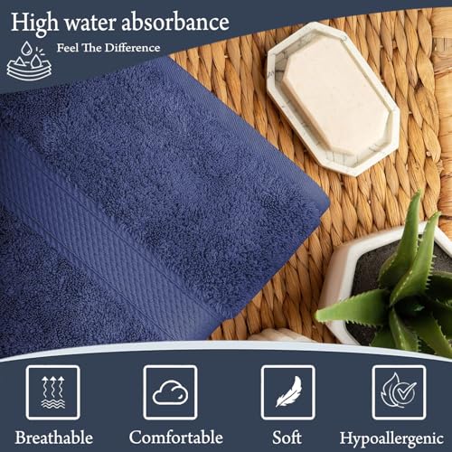 Image of FRESH FROM LOOM 500 GSM Towels for Bath | High Water Absorber & Quick Dry | Ultra-Premium |100% Pure Cotton | Skin Friendly & Soft Men & Women Bath Towel Set (27 x 54 inch | Blue and Grey) - 2pc